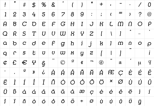 MexicoSerial Italic Character Map