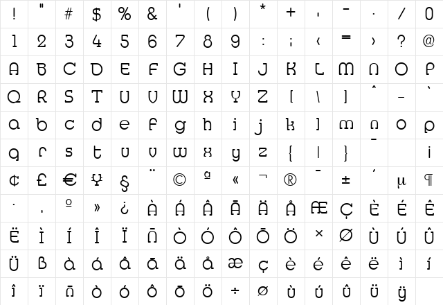 MexicoSerial-Light Regular Character Map