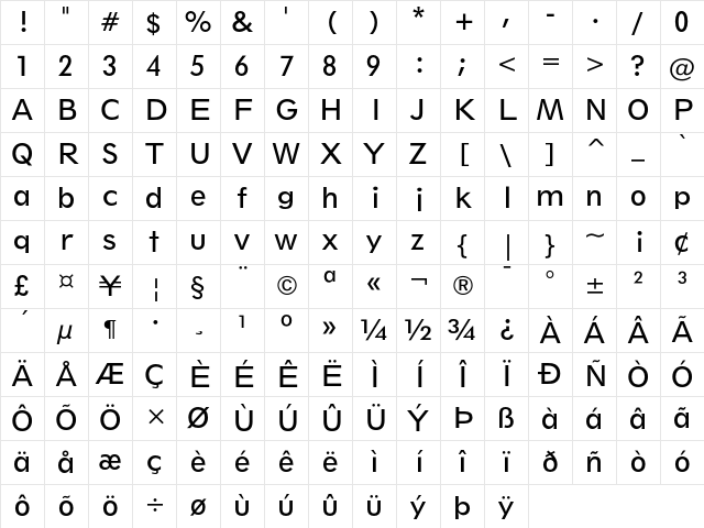 Geometric 212 Book Character Map