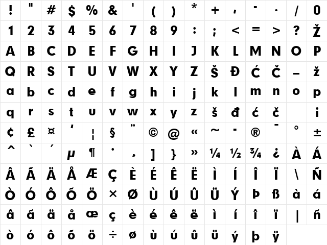 Geometric706Black Regular Character Map