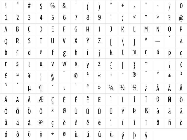Georama Condensed Regular Character Map Georama Condensed Regular Character Map