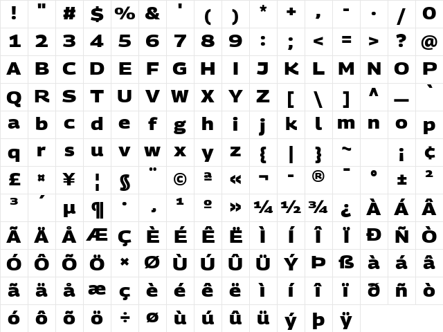 Georama Expanded ExtraBold Regular Character Map