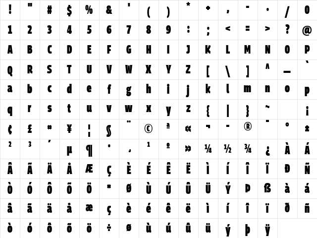 Georama Extra Condensed Black Regular Character Map Georama Extra Condensed Black Regular Character Map