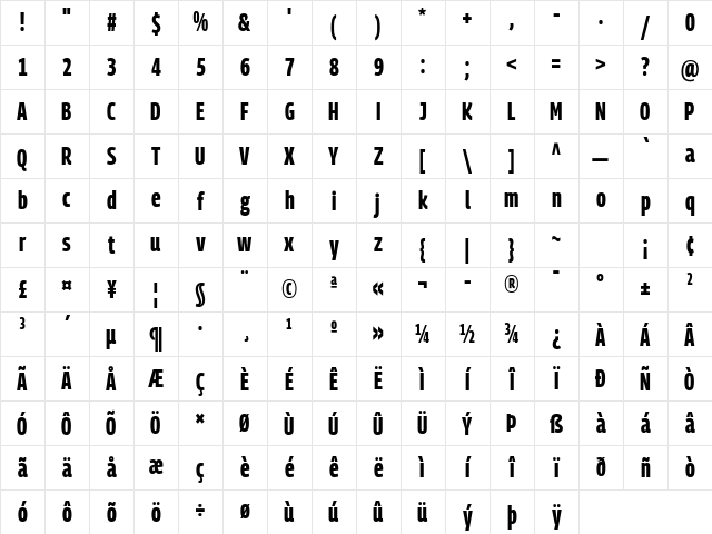 Georama Extra Condensed Bold Character Map