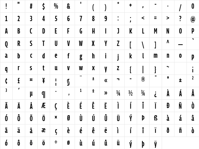 Georama Extra Condensed SemiBold Regular Character Map