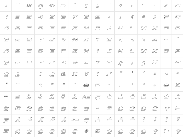 Ghost Clan Outline Italic Italic Character Map