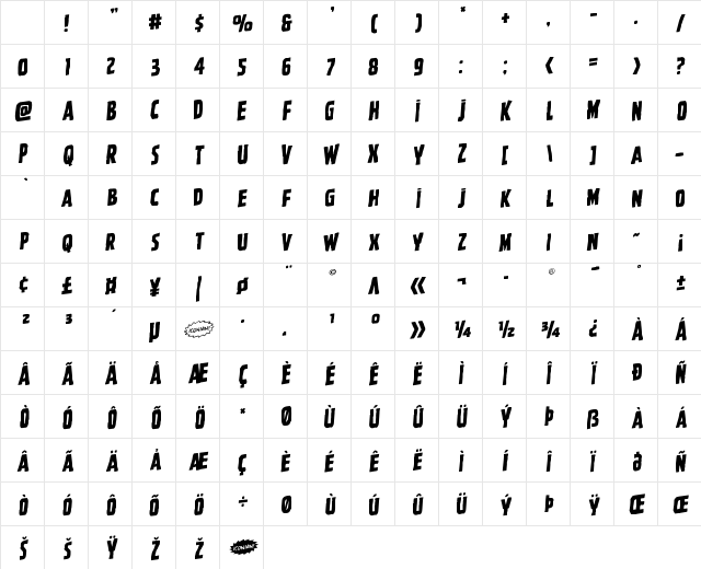 Ghoulish Intent Rotalic Italic Character Map Ghoulish Intent Rotalic Italic Character Map