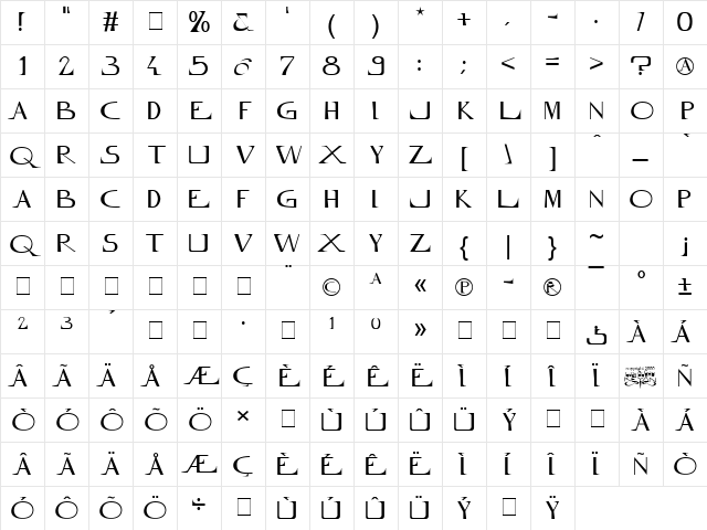Innamoramento Regular Character Map