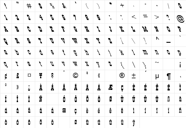MFigaro Lefty Regular Character Map