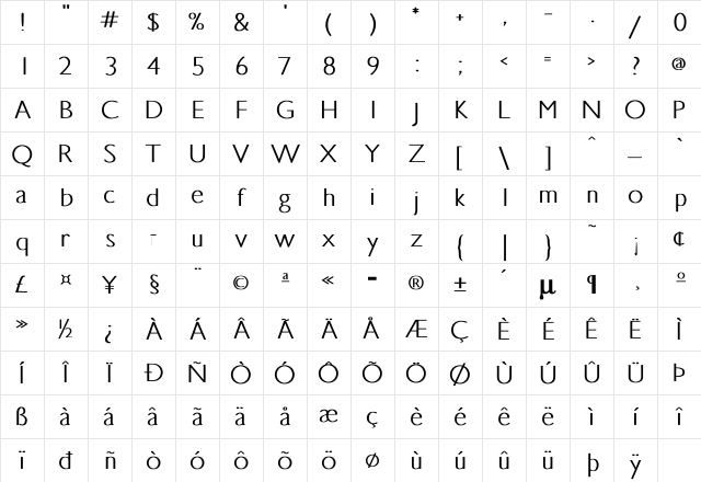 Gilligan Bold Character Map