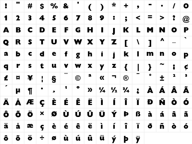 Gill Sans Extra Bold Display Character Map Gill Sans Extra Bold Display Character Map