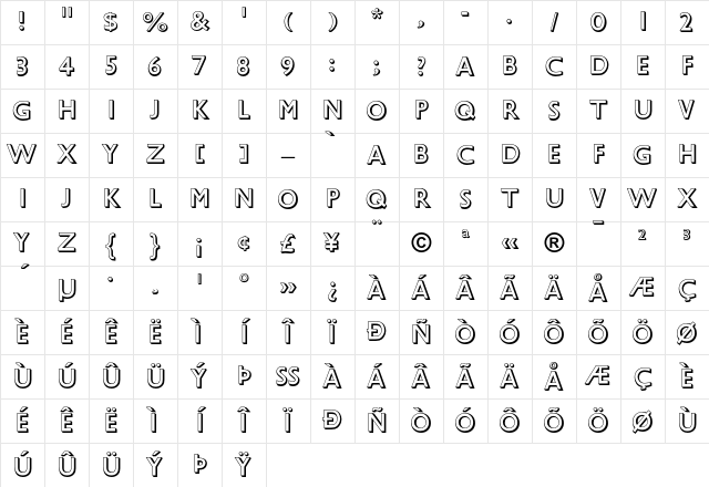 Gill Sans Shadowed Character Map Gill Sans Shadowed Character Map
