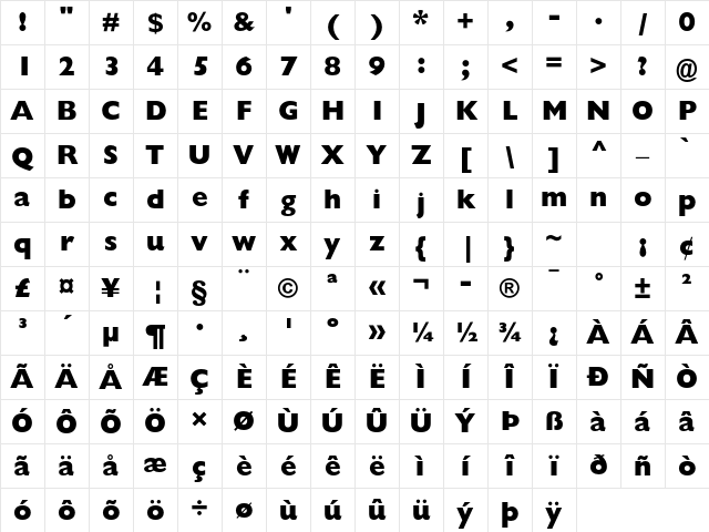 Gill Sans Std Extra Bold Character Map Gill Sans Std Extra Bold Character Map