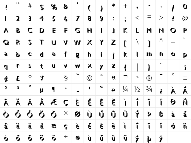 Gill Sans Std Light Shadowed Character Map