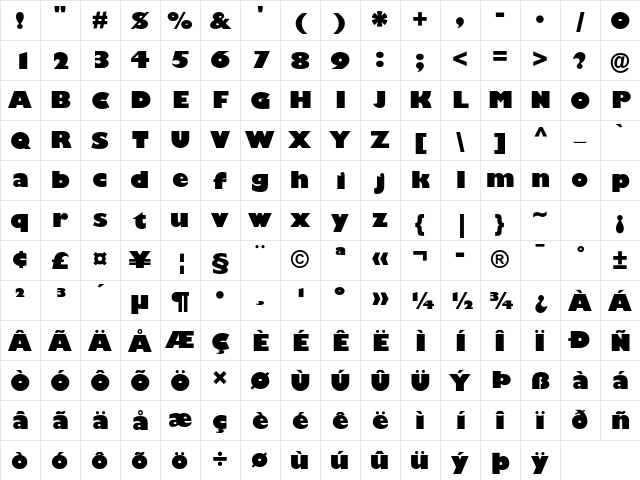 Gill Sans Std Ultra Bold Character Map