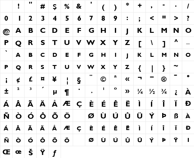 GillsExpert Bold Character Map