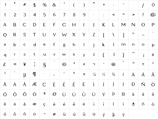 Ginger-Condensed Normal Character Map