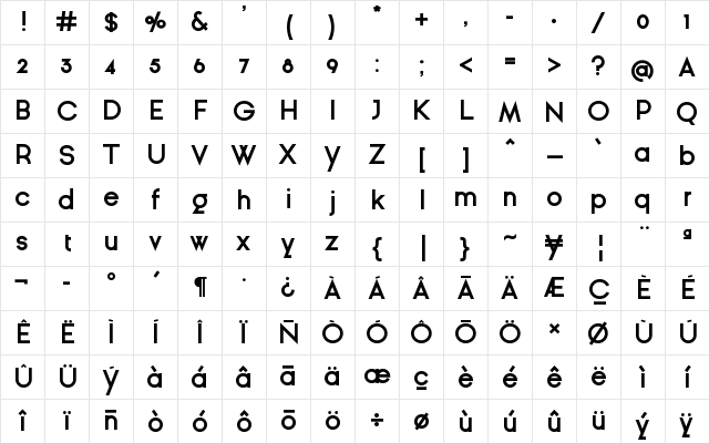 Ginra Sans Bold Character Map Ginra Sans Bold Character Map