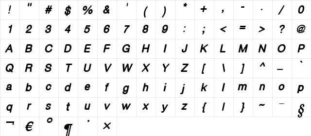 GIST-TMOTChanakya BoldItalic Character Map