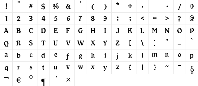 GIST-TMOTHeena Bold Character Map