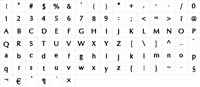 GIST-TMOTPadma Bold Character Map
