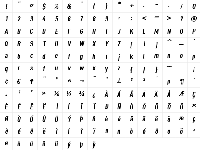 Give A Hoot ExBdExtObl Character Map