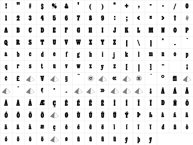 Giza OneOne Character Map Giza OneOne Character Map
