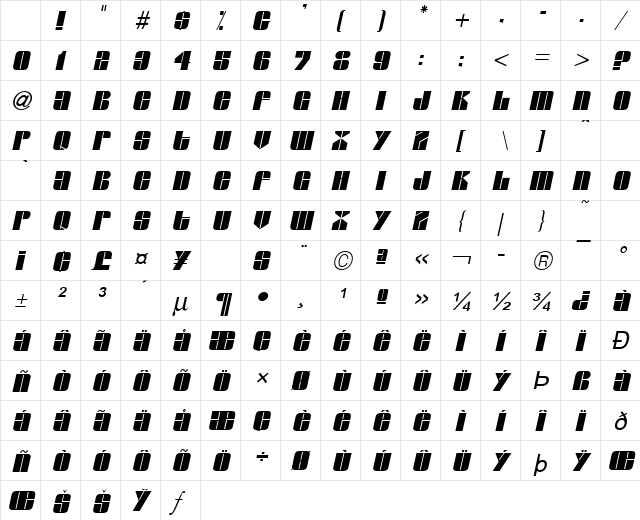Glaze Italic Character Map Glaze Italic Character Map