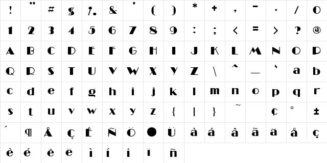MiamiNig Regular Character Map