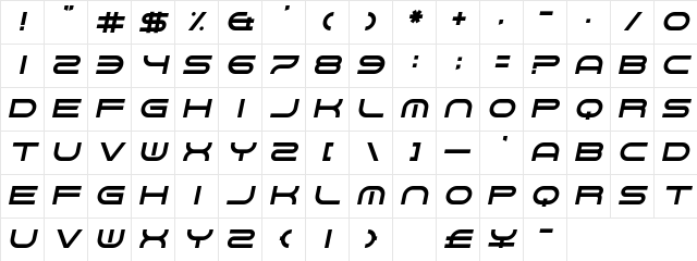 Gnaw Hard Italic Regular Character Map