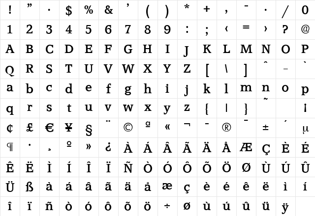 MichaelBecker Bold Character Map MichaelBecker Bold Character Map