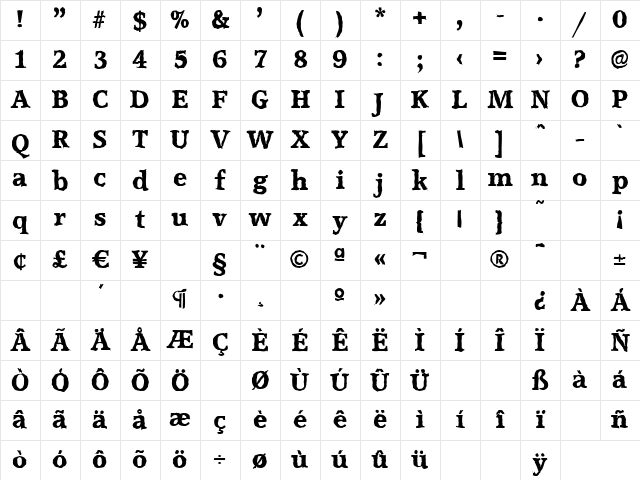MichaelBeckerAntique-ExtraBold Regular Character Map