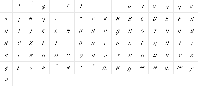 Krane Regular Character Map