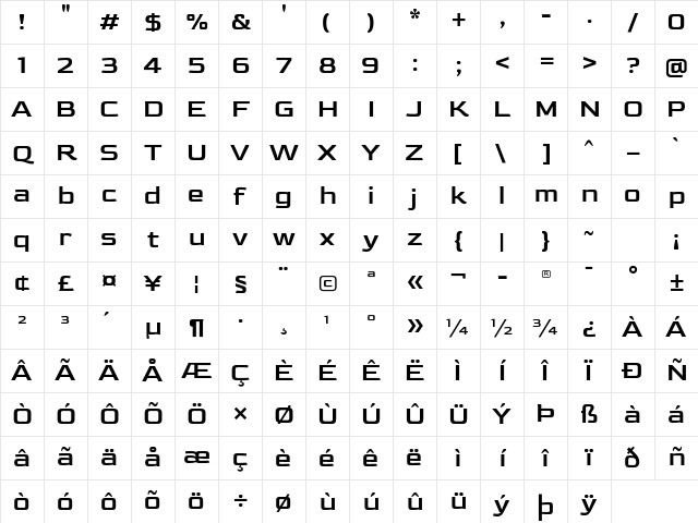 Gold Regular Character Map Gold Regular Character Map
