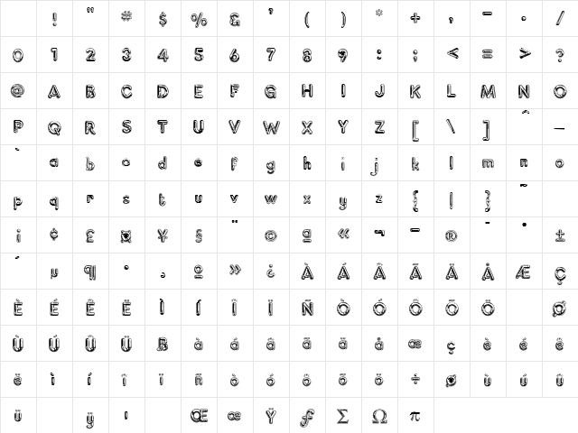 Gold Regular Character Map Gold Regular Character Map