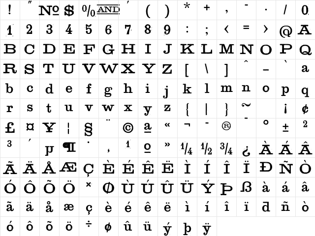 Golden Age Regular Character Map