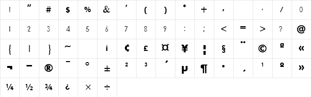 Michali Regular Character Map