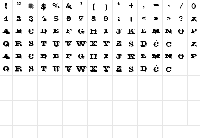GoldMine Regular Character Map