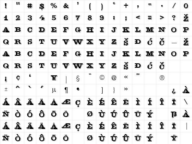 GoldMine Regular Character Map