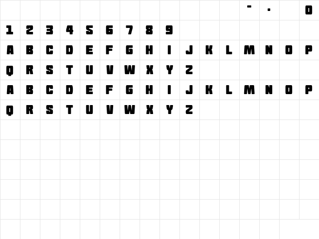 Goma Block Regular Character Map