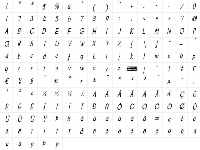 Goodfish Italic Character Map