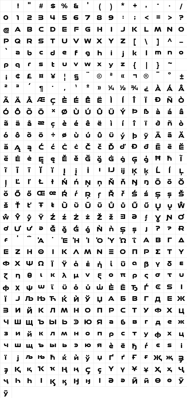 Good Timing Bold Character Map Good Timing Bold Character Map