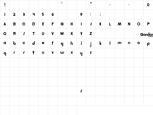 Gordon Regular Character Map