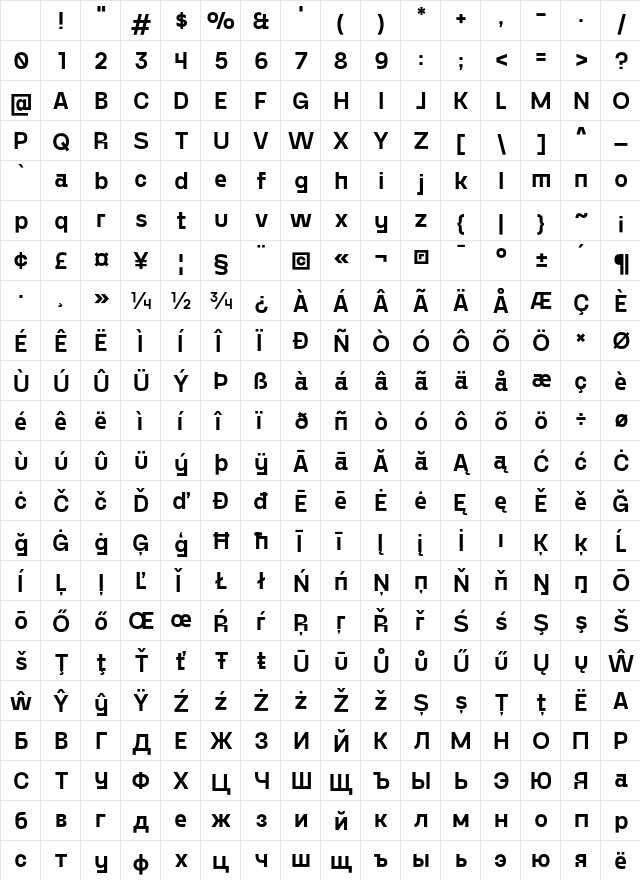 Gosha Sans Bold Character Map Gosha Sans Bold Character Map