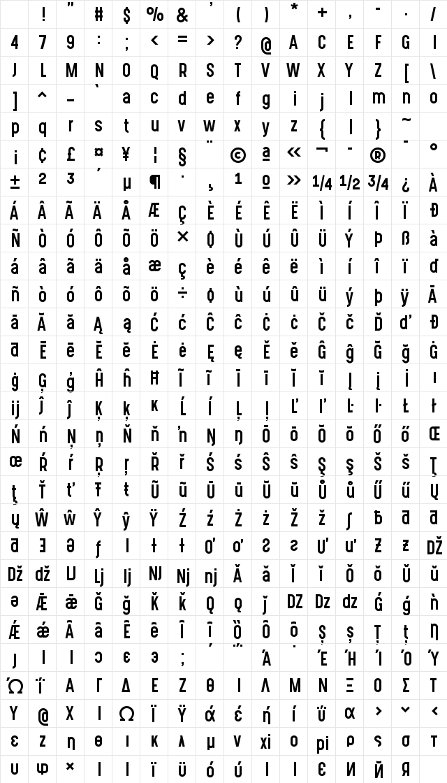 Gotcha Gothic Regular Character Map Gotcha Gothic Regular Character Map