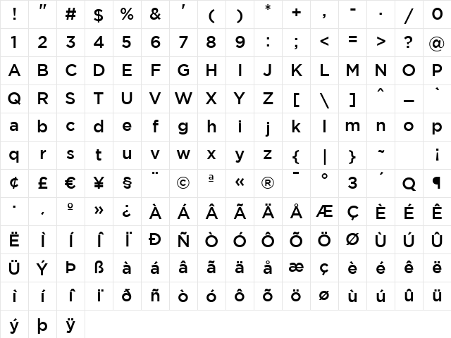Medium Regular Character Map Medium Regular Character Map