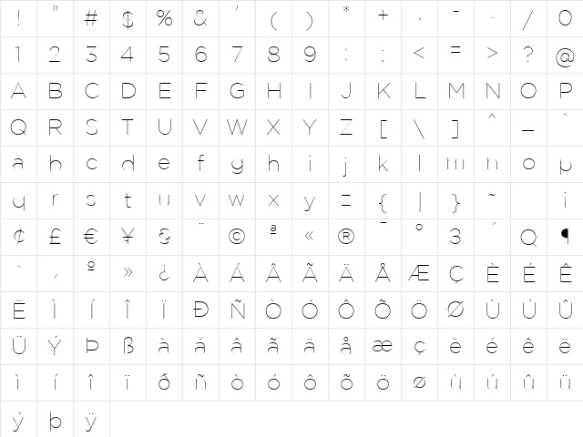 Thin Regular Character Map