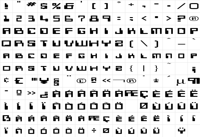 Micr Regular Character Map
