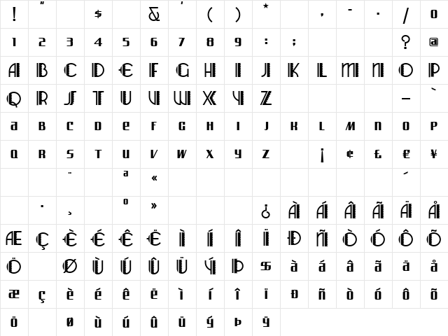 ArizonaAirwaysNF Regular Character Map