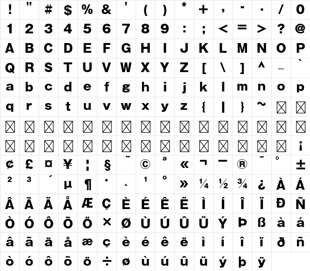 A-OTF Gothic MB101 Pr5 H Character Map